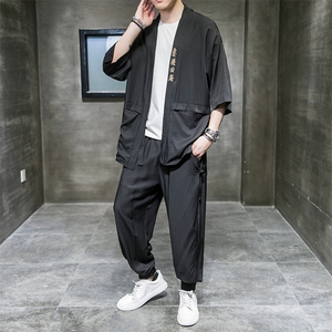 中国风薄冰丝防晒衣服男夏季九分裤套装4003-1-TZ01P115控138图片