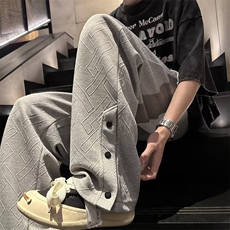 休闲裤男韩版潮流暗纹高街帅裤脚开衩2023春夏季ins长裤K3516-P42，男装休闲裤，星座412