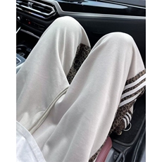 美式高街休闲裤男女豹纹拼接拼色帅2025秋冬ins宽松长裤K5858-P43，男装休闲裤，星座412-3
