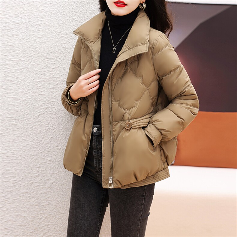 现货短款轻薄羽绒服女22冬新款韩版时尚洋气立领欧货白鸭绒外套,女装羽绒服,仟媚宠