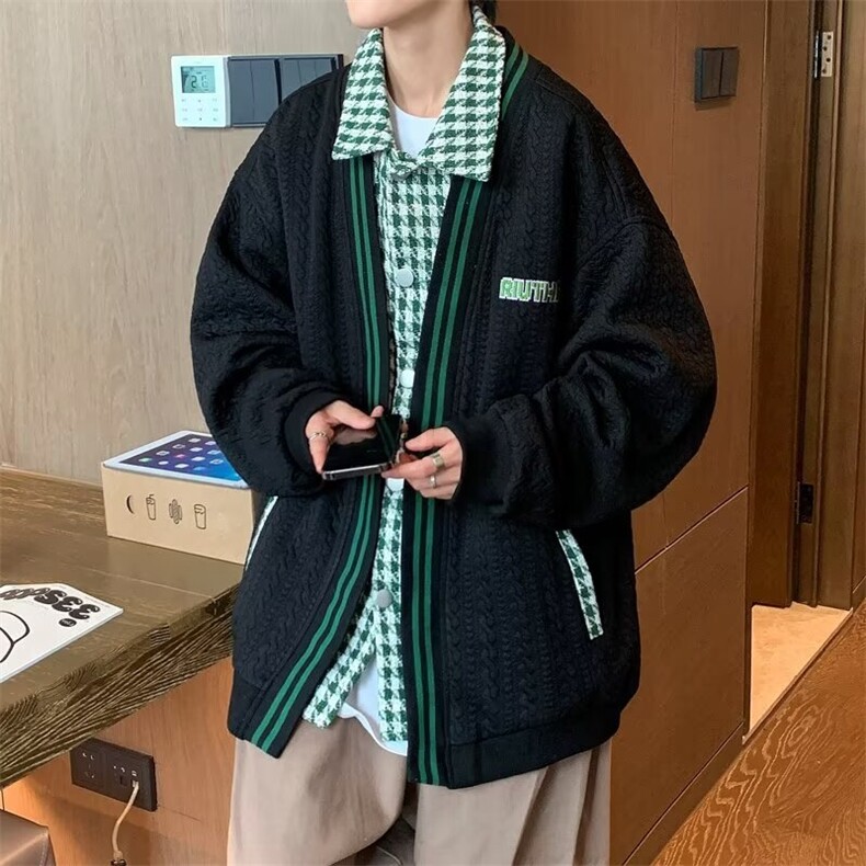 假两件棒球服外套男女2024秋衬衫宽松休闲夹克上衣J20,男装夹克,星座1116A-1（原606A）