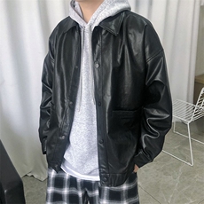 现货-春装皮衣外套男PU机车服皮夹克上衣2025新款A560p95加绒105，男装夹克，电商A351