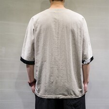 春装新风棉麻短袖t恤男休闲大码七分袖上衣DSA008/T063/P60，男装T恤，电商A008