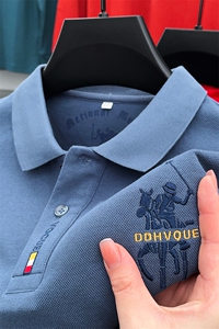 纯棉T恤男长袖中年商务翻领爸爸装polo衫男士休闲大码春秋上衣服图片