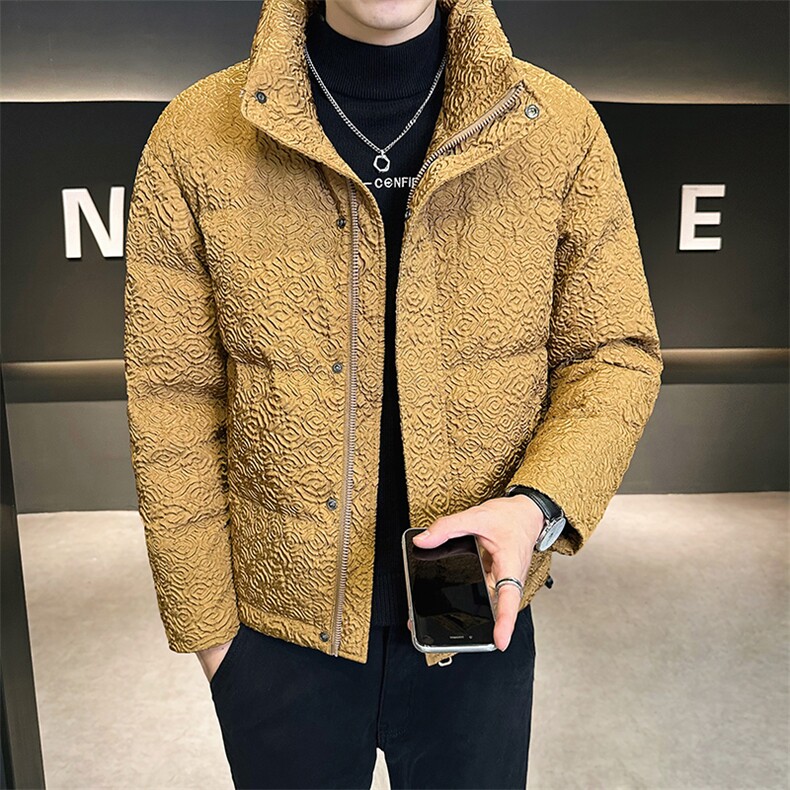 店主风冬季新款休闲压花立领羽绒服男士保暖外套B338-9903-P165,男装羽绒服,电商B338