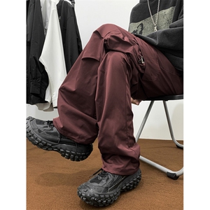 美式高街机能风阔腿休闲裤潮牌多口袋宽松直筒工装裤男 K7642-P38图片