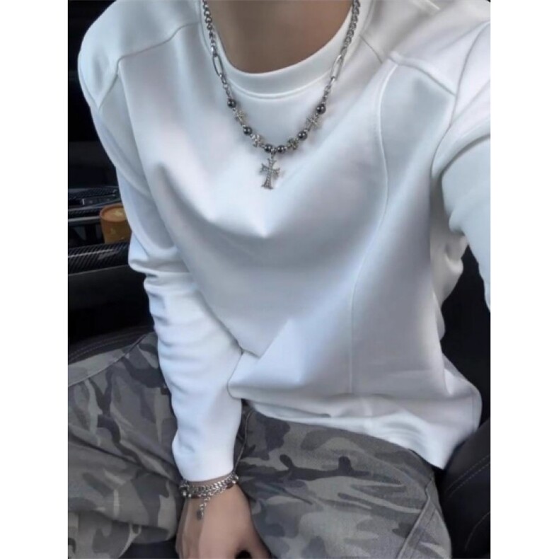 美式高街重磅男女正肩卫衣潮牌长袖内搭打底衫SCT05P23.5,男装T恤,星座1112-1