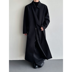 26春夏斜门襟男士设计感长款老钱风暗黑风衣外套mj1106-p168，男装风衣，电商B288