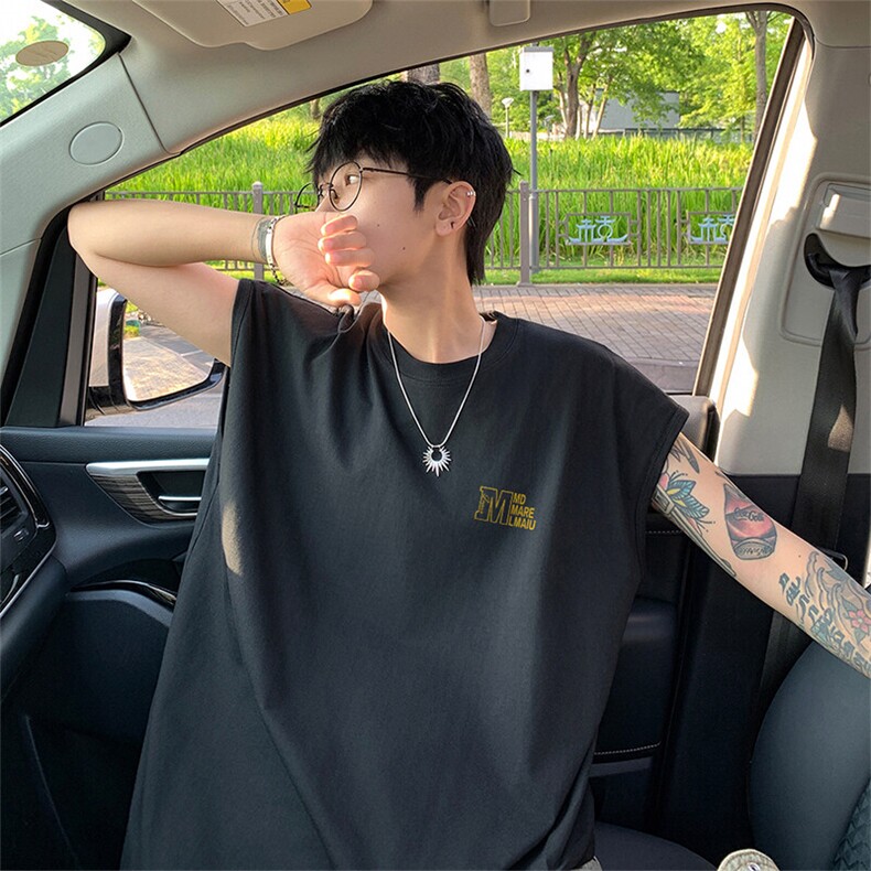 可48小时发货支持抖音得物来样二开240克重磅美式纯棉背心无袖t恤，男装背心/马甲，电商A486