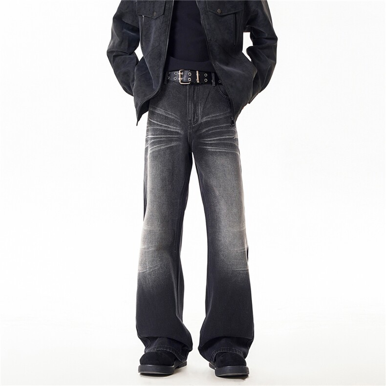 B221 美式ins高街暗黑重工艺修身微喇牛仔裤LK26622-特P45控78图片