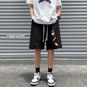 YD33165-P25 港风潮牌亚麻短裤男大码棉麻五分裤男中裤沙滩裤图片