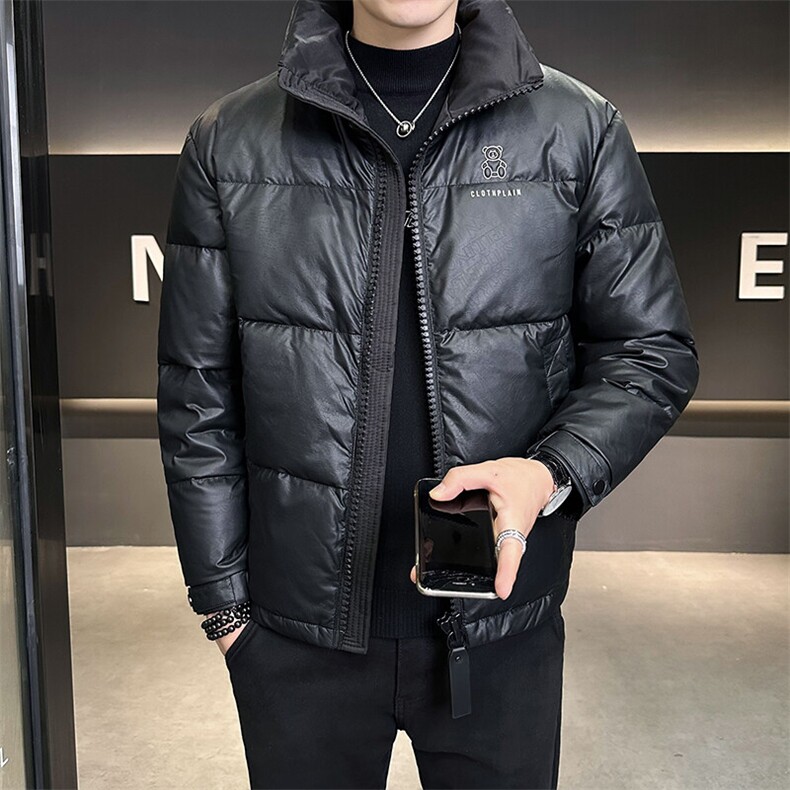 羽绒服男2024新款立领小熊刺绣羽绒皮外套B240-YR18916-P175,男装羽绒服,电商B240