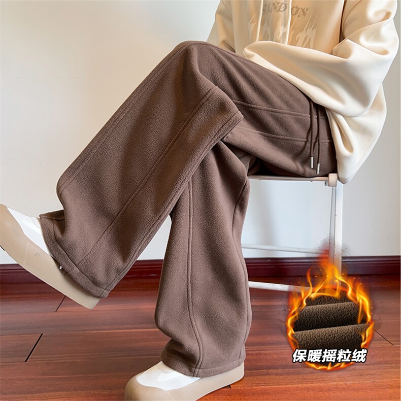 主推重磅300g保暖双面摇粒绒男宽松解构休闲卫裤K24088-特P33控65，男装休闲裤，电商A001-1