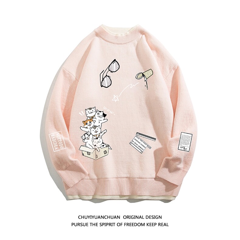 控78假两件毛衣男大码加绒针织衫男毛线衣M80115-P55加绒P70,男装针织衫/毛衣,电商A040A