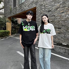 重磅美式植绒纯棉短袖绣花t恤男夏季新款万针刺绣上衣Q2684-特P40，男装T恤，星座610B-1