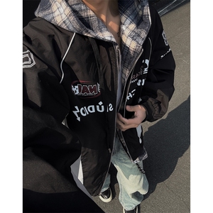 档口图 春秋款假两件夹克格子内衬棒球服外套J2540-P90图片