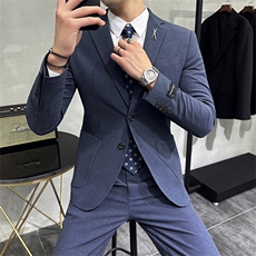 春秋季男商务修身青少年西服时尚休闲两件套A415-A5201-P230，男装西服，电商A355（原A415）