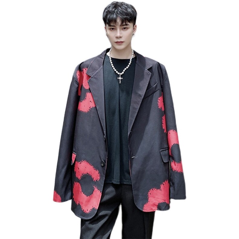 早秋走秀款花朵西服男个性潮流韩版外套上衣A452--678,男装西服,电商A452