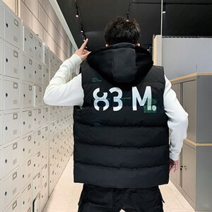 2021春秋季新款个性印花马甲男士潮流连帽外套男 A438图片