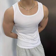 重磅弹力透气螺纹背心男款打底t恤弹性健身运动310A-4-BX66-P13，男装T恤，星座310A-4