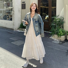 24秋装新品复古新中式拼色宽松牛仔外套2C239-SS18-P155-K238，女装短外套，2C239