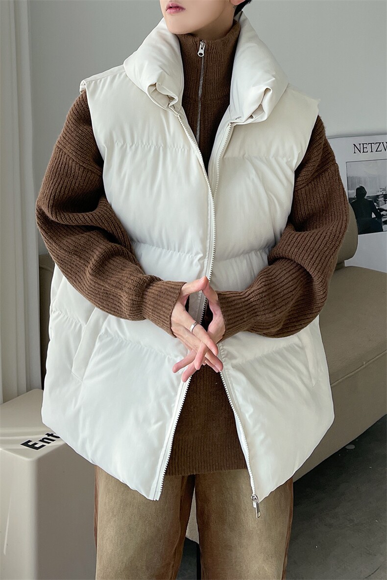 港风加厚棉马甲男宽松纯色休闲棉衣马夹潮外套A071-Y310-P60,男装棉衣,电商A071