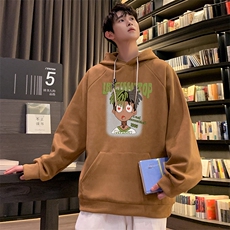 已注册港风抖音直播得物品质宽松麂皮绒连帽卫衣W6006P48，男装卫衣，电商C408-1(原B339-1)