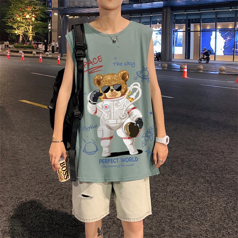 ！港风夏季无袖背心男汗衫男纯棉坎肩短袖T恤男B18-P20,男装背心/马甲,电商B367