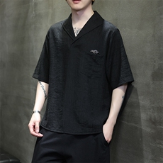 新中式立领风潮T恤短袖民族服饰刺绣汉服时尚唐装T2416-P65，男装T恤，电商A227