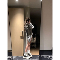 美式复古哥特风十字架刺绣外套女春秋情侣小众高街华夫格开衫卫衣，女装短外套，星座506A