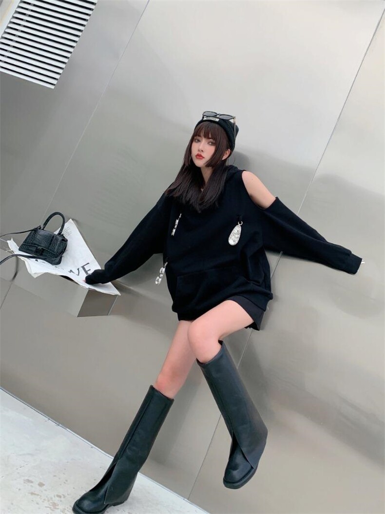 水砖卫衣～黑色，花灰色，女装卫衣/绒衫，LOVELS