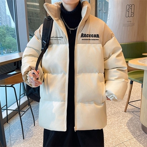 新款PU皮拼接灯芯绒立领印花棉衣男棉服冬季加厚棉袄MY615-P115图片
