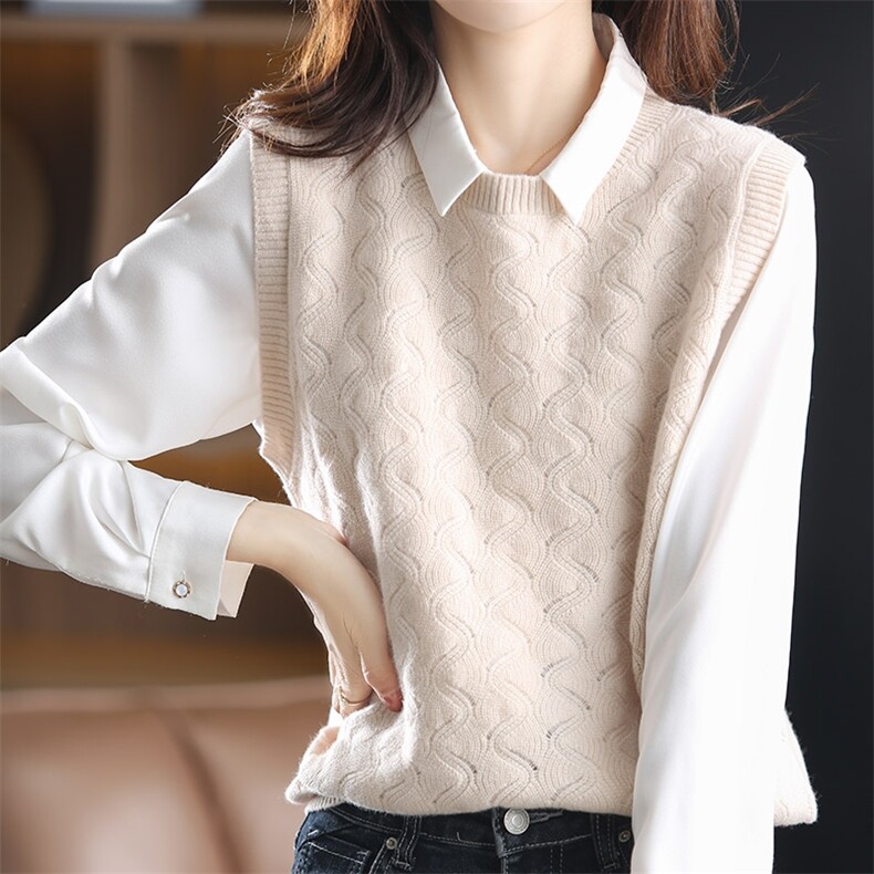 2025年秋季百搭时尚百搭通勤简约休闲马甲，女装马甲，德聚羊绒