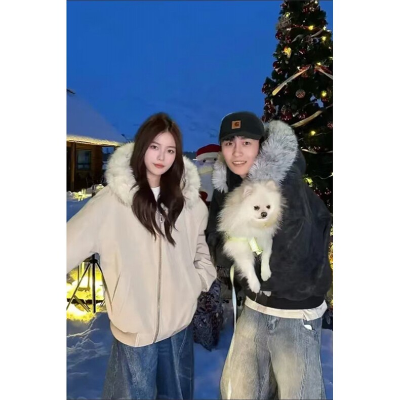 (网图)毛领座山雕800克加厚绒毛连帽棉服加厚情侣313B-PM09-P100,男装棉衣,星座313B