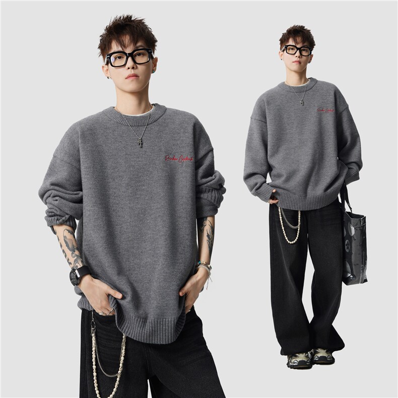 有/800克抗起球广东品质刺绣圆领落肩长袖毛衣MY2504-P58控88图片