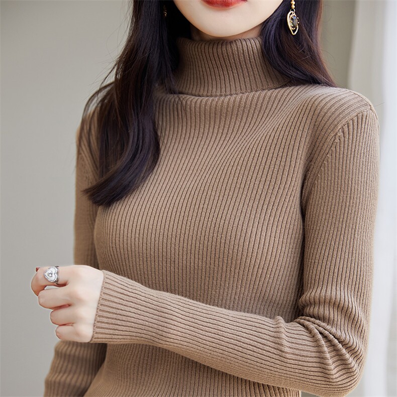 2024秋冬季新款高领宽松外穿女短款慵懒风针织衫,针织衫/毛衣,凝珊羊绒