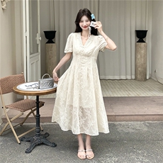 好数据夏季新款温柔风软糯刺绣+拼花边连衣裙女182-8712P155K238，女装连衣裙，帛香坊
