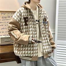 22冬千鸟格新款羊羔毛宽松大码棉服外套B266-Y616-P125，男装棉衣，星座B257-1