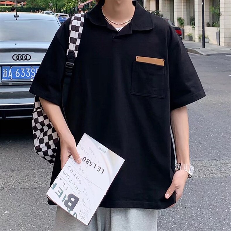 日系简约百搭拼色POLO衫2023新款T恤款短袖夏上衣T1110-P28,男装Polo衫,星座512-2