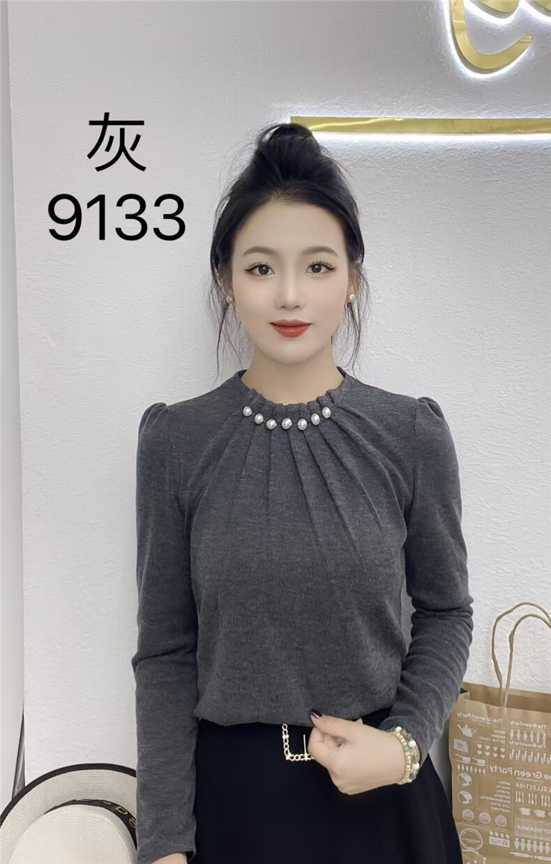2024年秋季纯色百搭打底衫宽松小衫女,女装衬衫,思沃羊绒