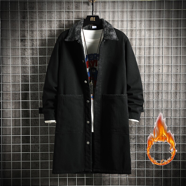 FY643-P95-限价138冬季羊羔绒牛仔风衣男士长款潮流大码外套，男装风衣，星座103A