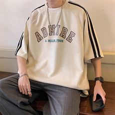 麂皮绒短袖t恤男夏季美式潮牌五分袖宽松半袖体恤T0233-P35，男装T恤，星座308B-2