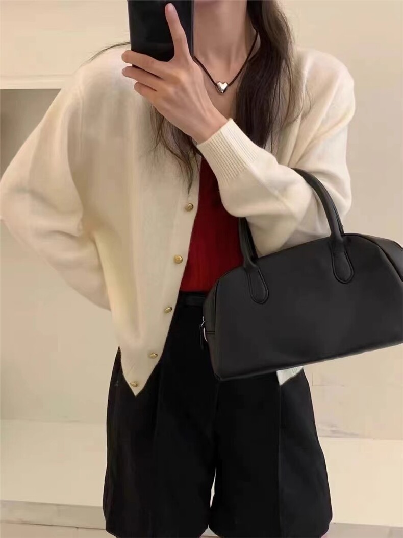 韩版小众温柔风毛衣开衫慵懒外套小个子粉色春秋新款针织上衣,针织衫/毛衣,半城羊绒