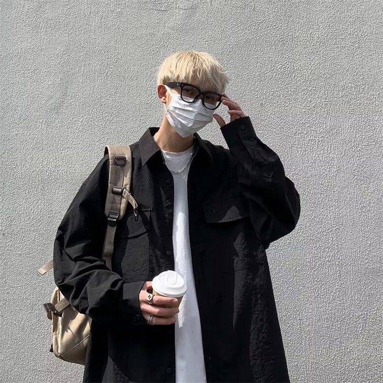 春秋ins港风宽松工装衬衫男宽松帅气长袖衬衣休闲外套CS2126-p38,男装衬衫,星座1008