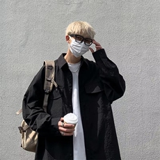 春秋ins港风宽松工装衬衫男宽松帅气长袖衬衣休闲外套CS2126-p38，男装衬衫，星座1008