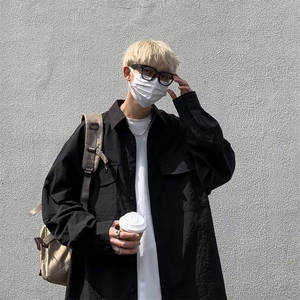 春秋ins港风宽松工装衬衫男宽松帅气长袖衬衣休闲外套CS2126-p38图片