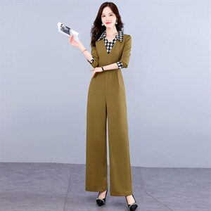 现货连体裤女秋新款时尚气质减龄女职业装阔腿连衣裤图片