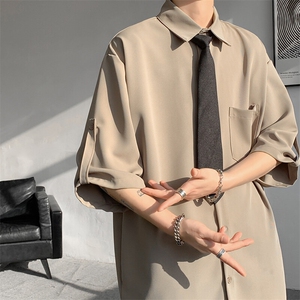 M-8XL领带衬衫短袖特大码垂坠感夏季冰丝外套DK制服衬衣DC5005P45图片