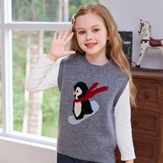 男女同款舒适时尚百搭通勤企鹅马甲休闲，童装马夹/背心，伊绒腾羊绒