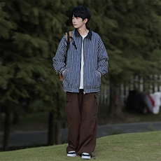 2025秋装两面穿条纹外套男大码休闲夹克JK92P65，男装夹克，电商C323